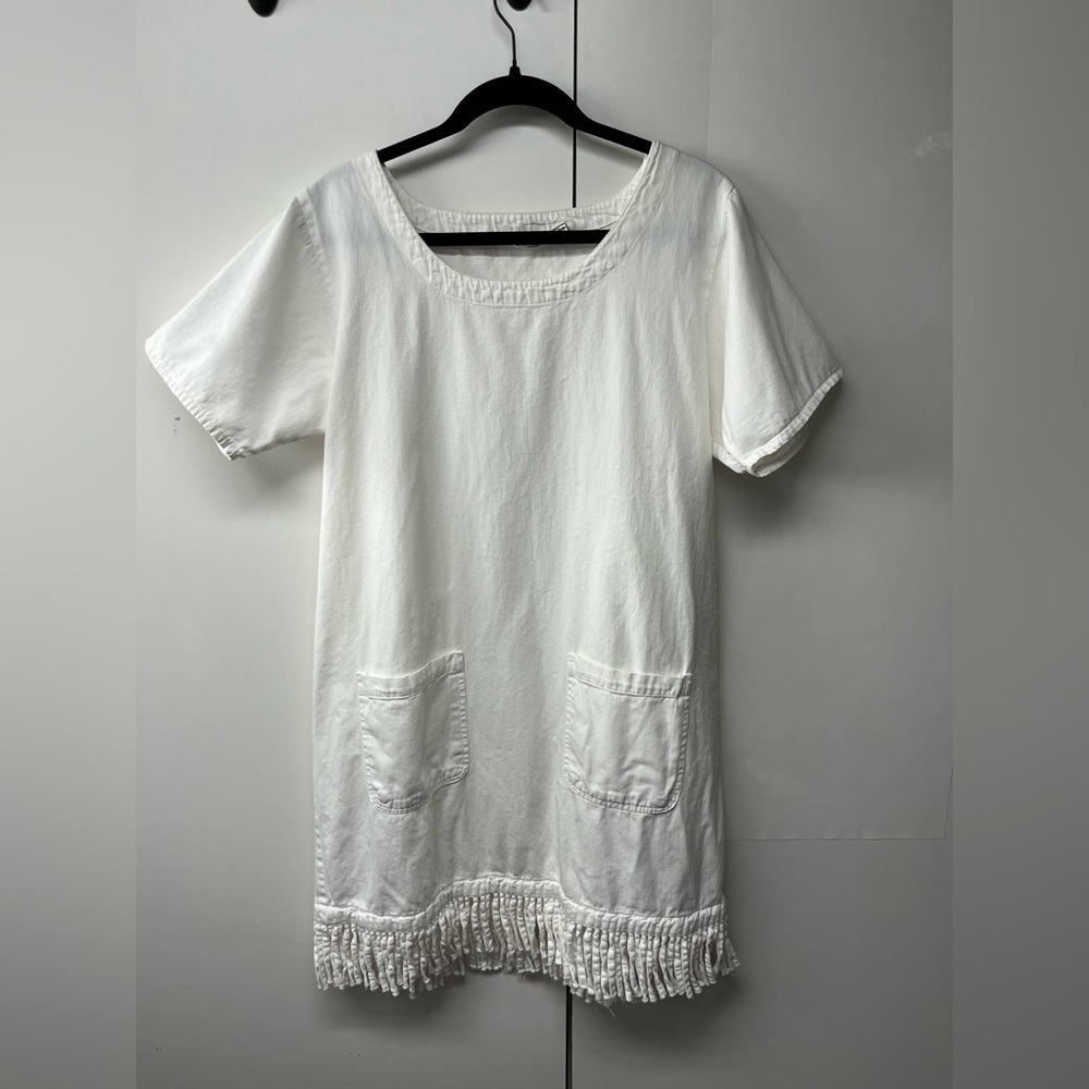 Vintage Las Olas 100% Cotton Fringe Dress in White